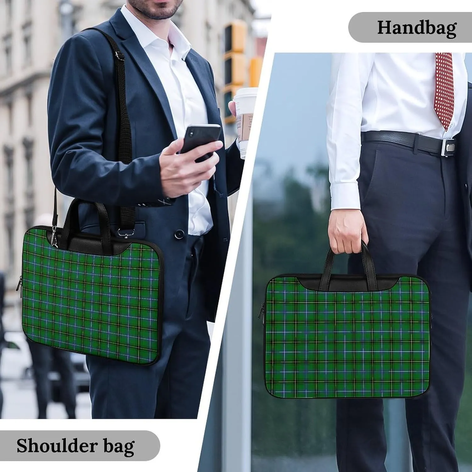Clan Rutherford Tartan Handheld Single Shoulder Crossbody Laptop Bag Unisex