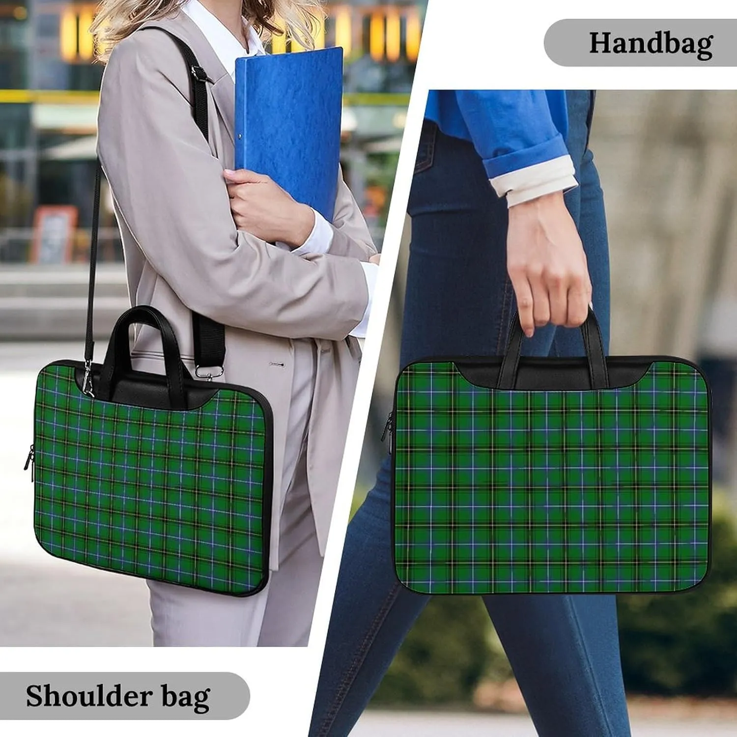 Clan Rutherford Tartan Handheld Single Shoulder Crossbody Laptop Bag Unisex