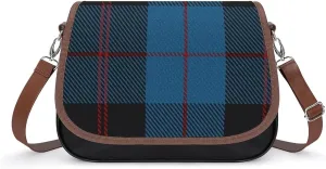 Clan Stevenson Tartan Leather Decorative Crossbody Strap Backpack, Large Capacity Shoulder Bag