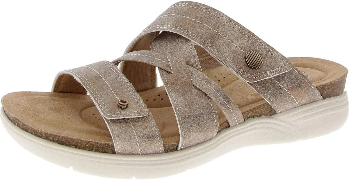 Clarks Womens April Willow Faux Leather Strappy Slide Sandals