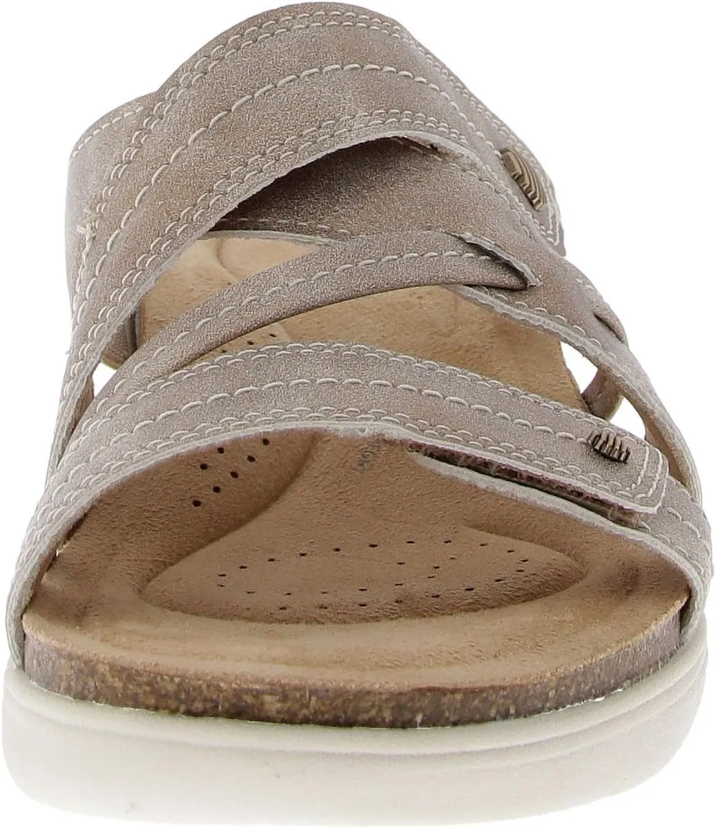 Clarks Womens April Willow Faux Leather Strappy Slide Sandals