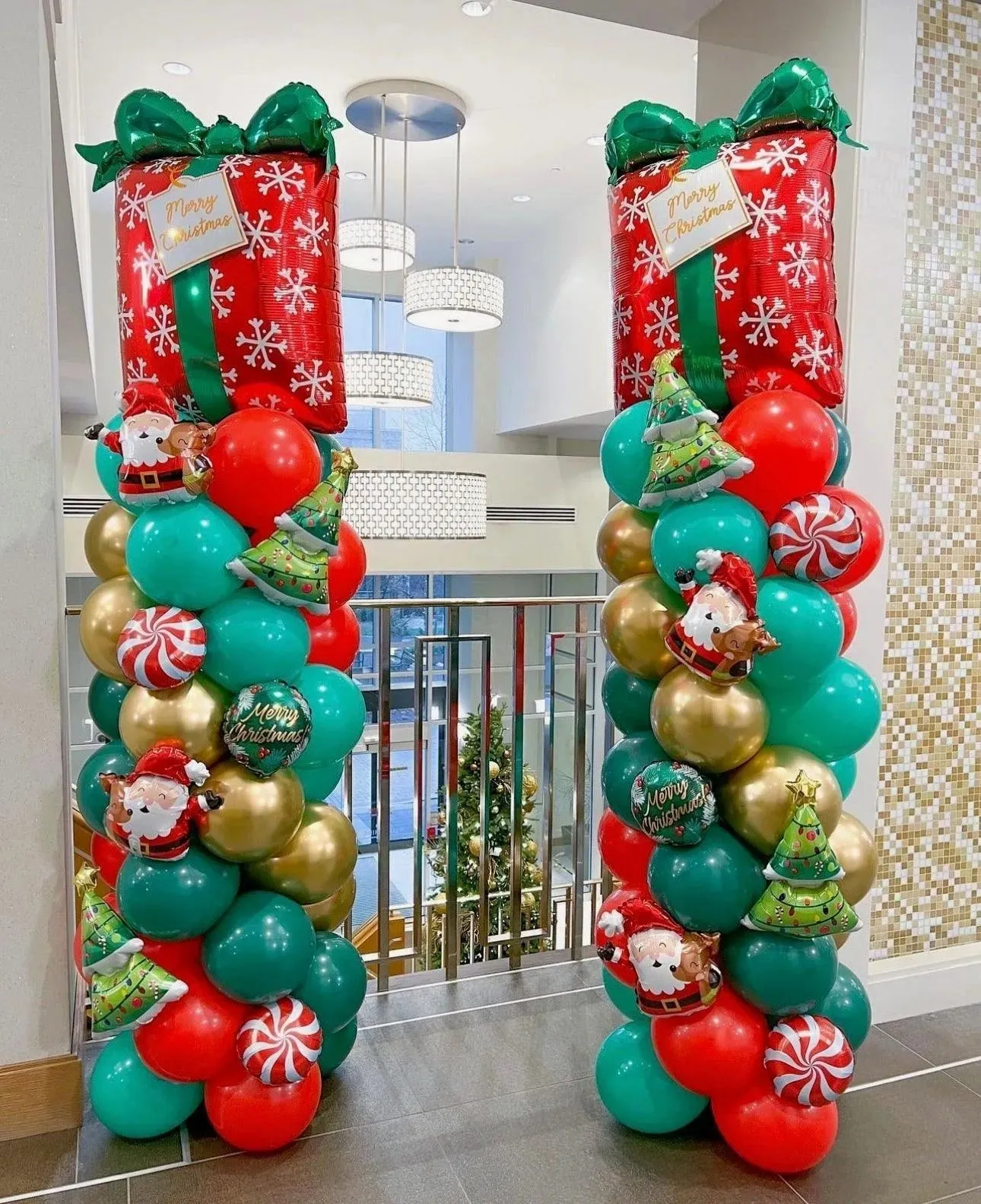 Classic Christmas Columns - Customizable Festive Decor for Events
