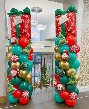 Classic Christmas Columns - Customizable Festive Decor for Events