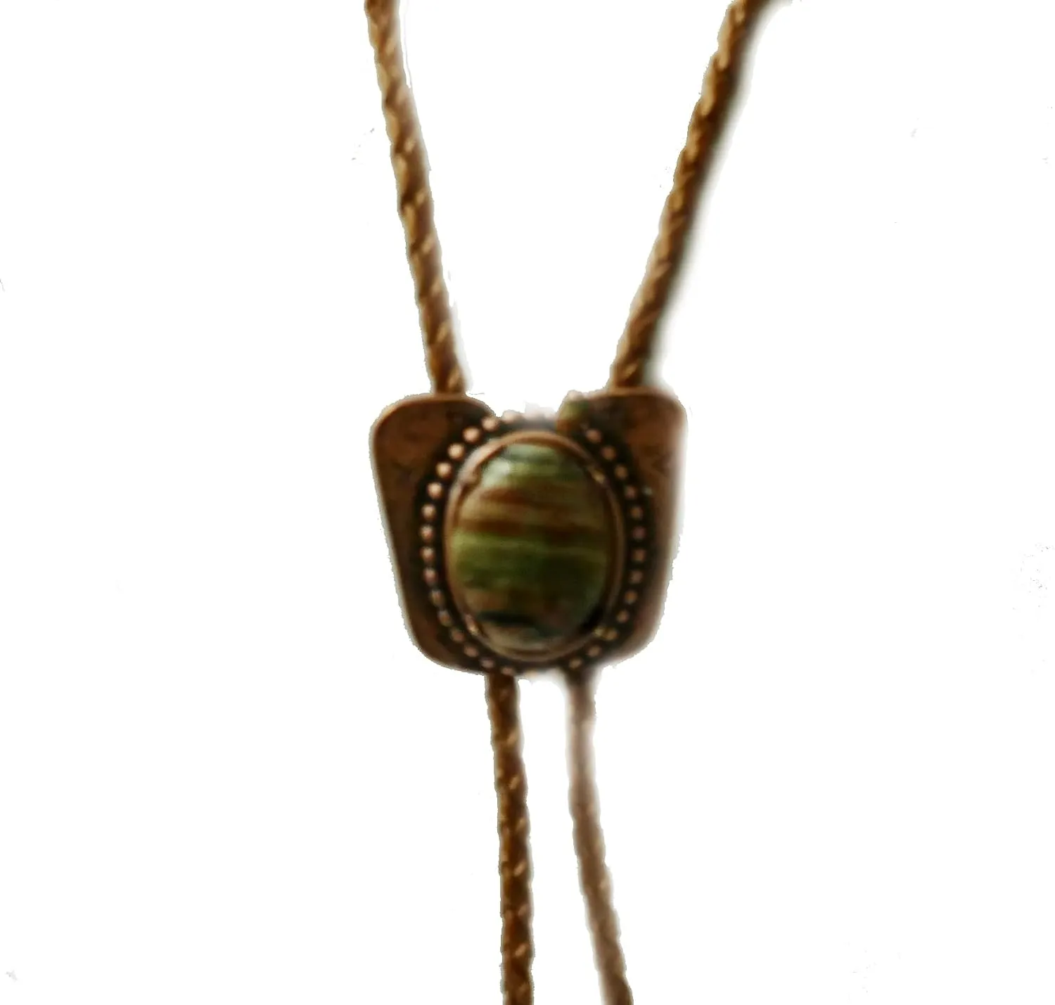 Classic Western Cowboy Slide Set with a Piece of Epidote Jasper with Indian Sun Leather Cord and Copper Tone Tips