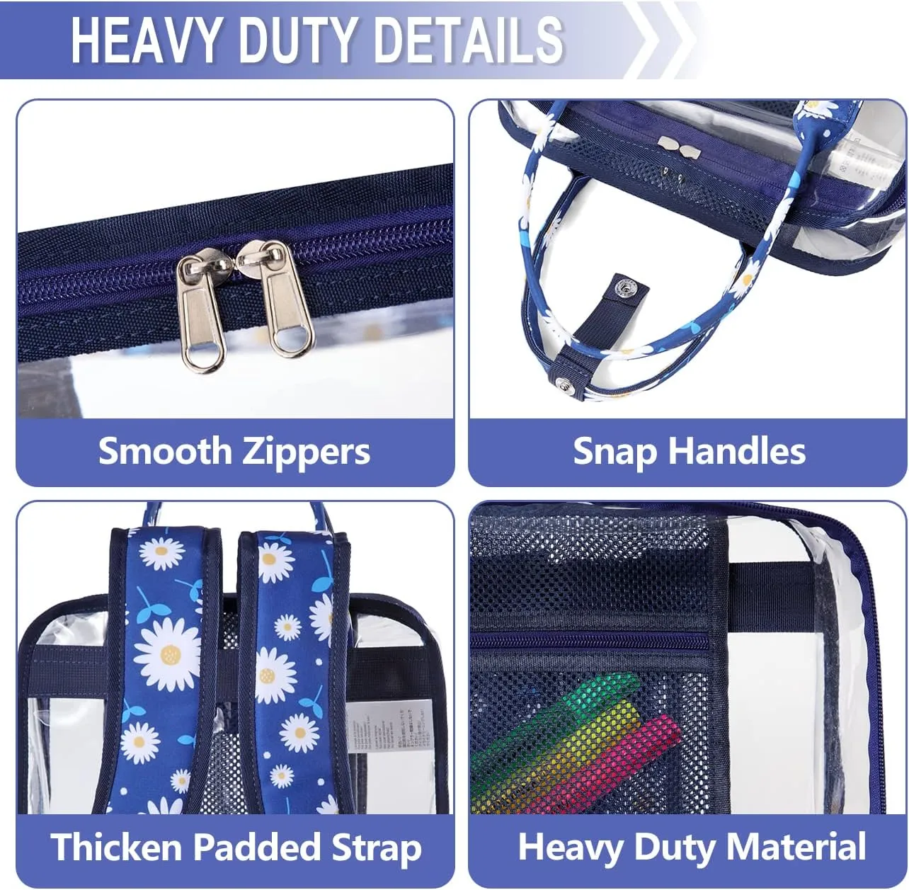 Clear backpack,VASCHY HeavyDuty Transparent See Through School Backpack BookBag