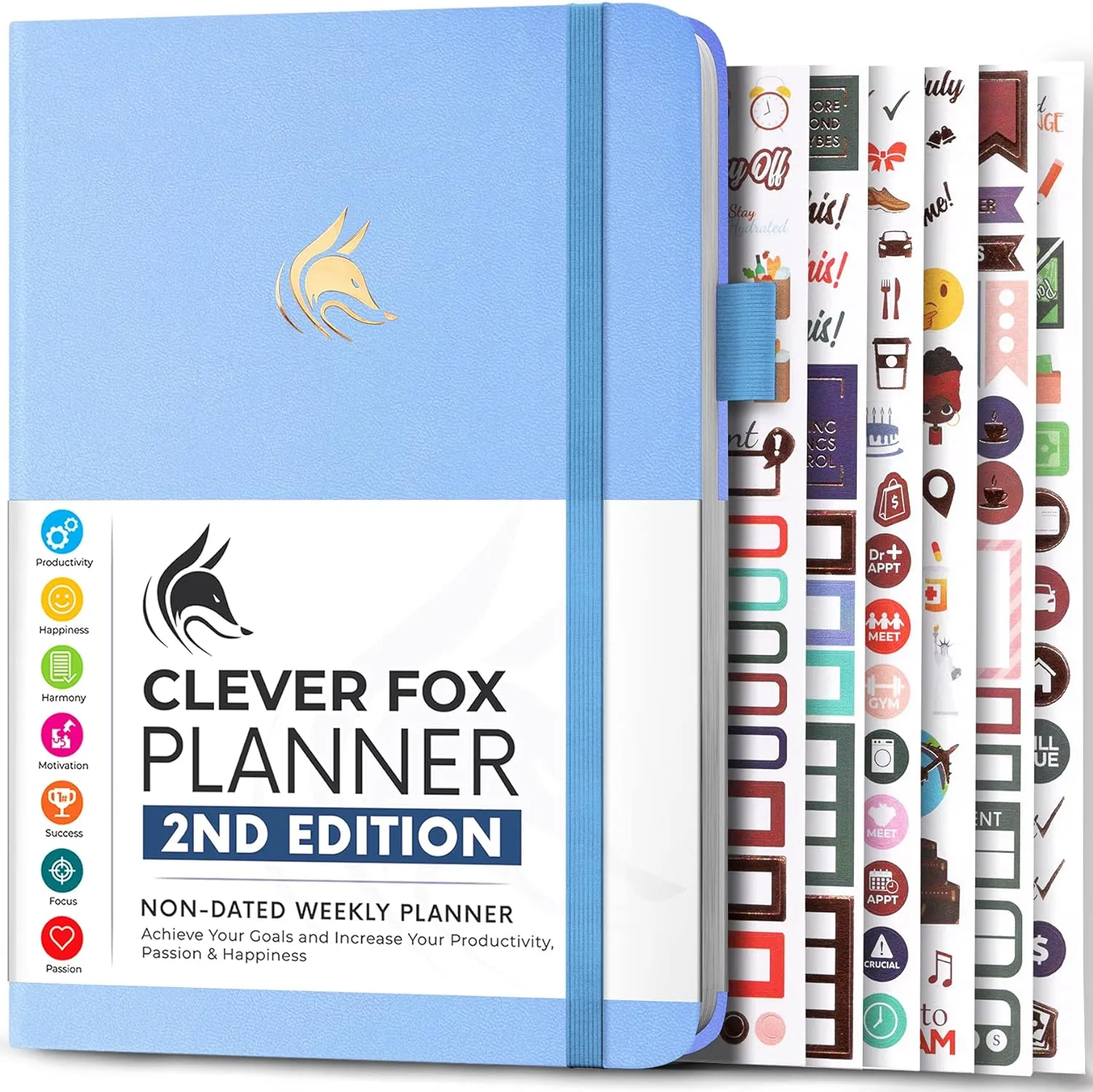 Clever Fox Planner 2nd Edition – Colorful Weekly & Monthly Goal Planner, Time Management & Productivity Organizer, Undated, A5 (Periwinkle)