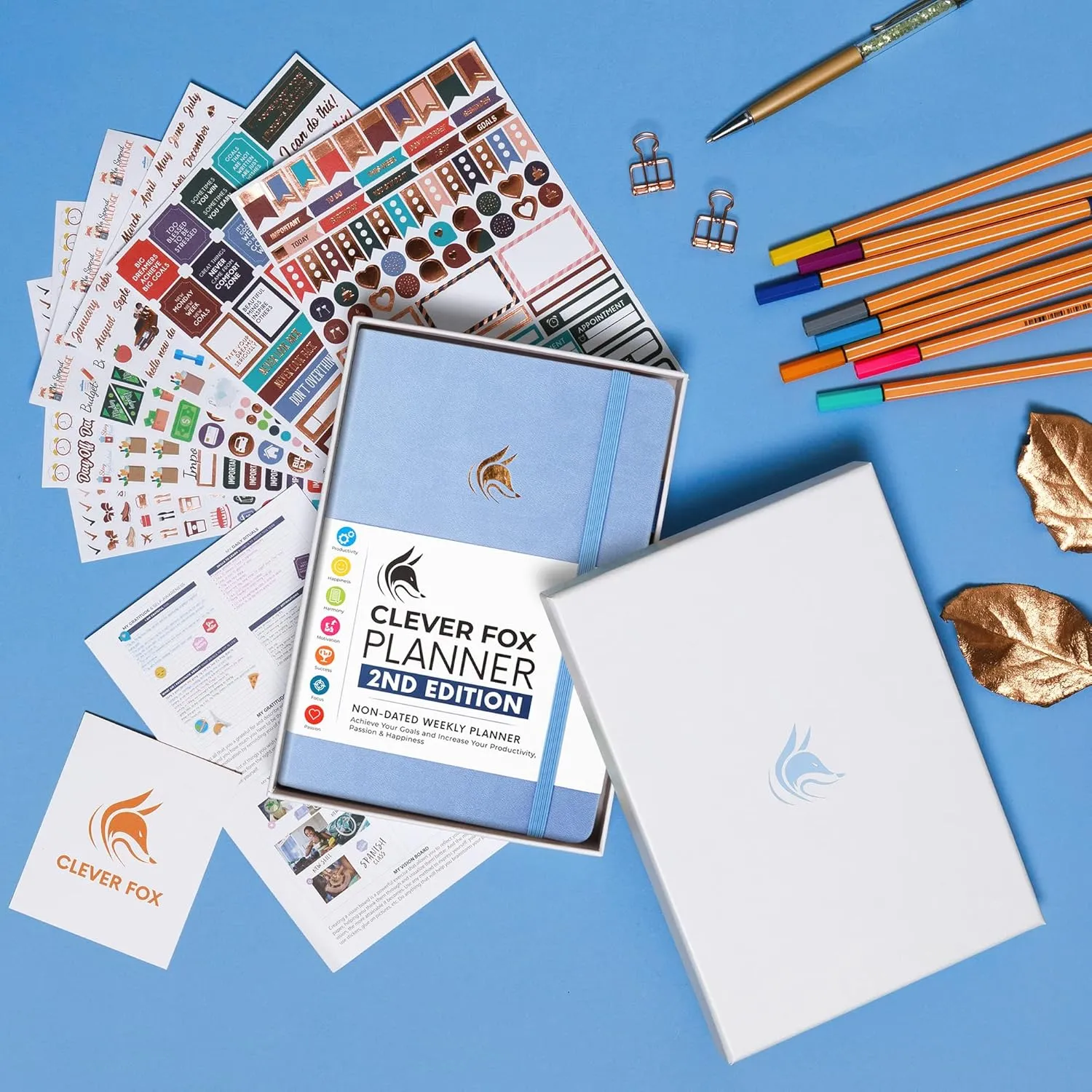 Clever Fox Planner 2nd Edition – Colorful Weekly & Monthly Goal Planner, Time Management & Productivity Organizer, Undated, A5 (Periwinkle)