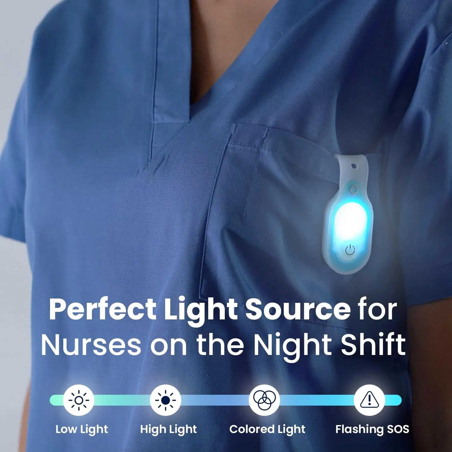 Clipglow Nurse Light Clip On Nursing Night Shift Light, Bright, Lightweight Magnetic, Portable, USB Rechargeable Flashlight for Badge, 8-10 Hours Battery, 4 Light Settings 10-25 Lumens Nurse Gift|Blue