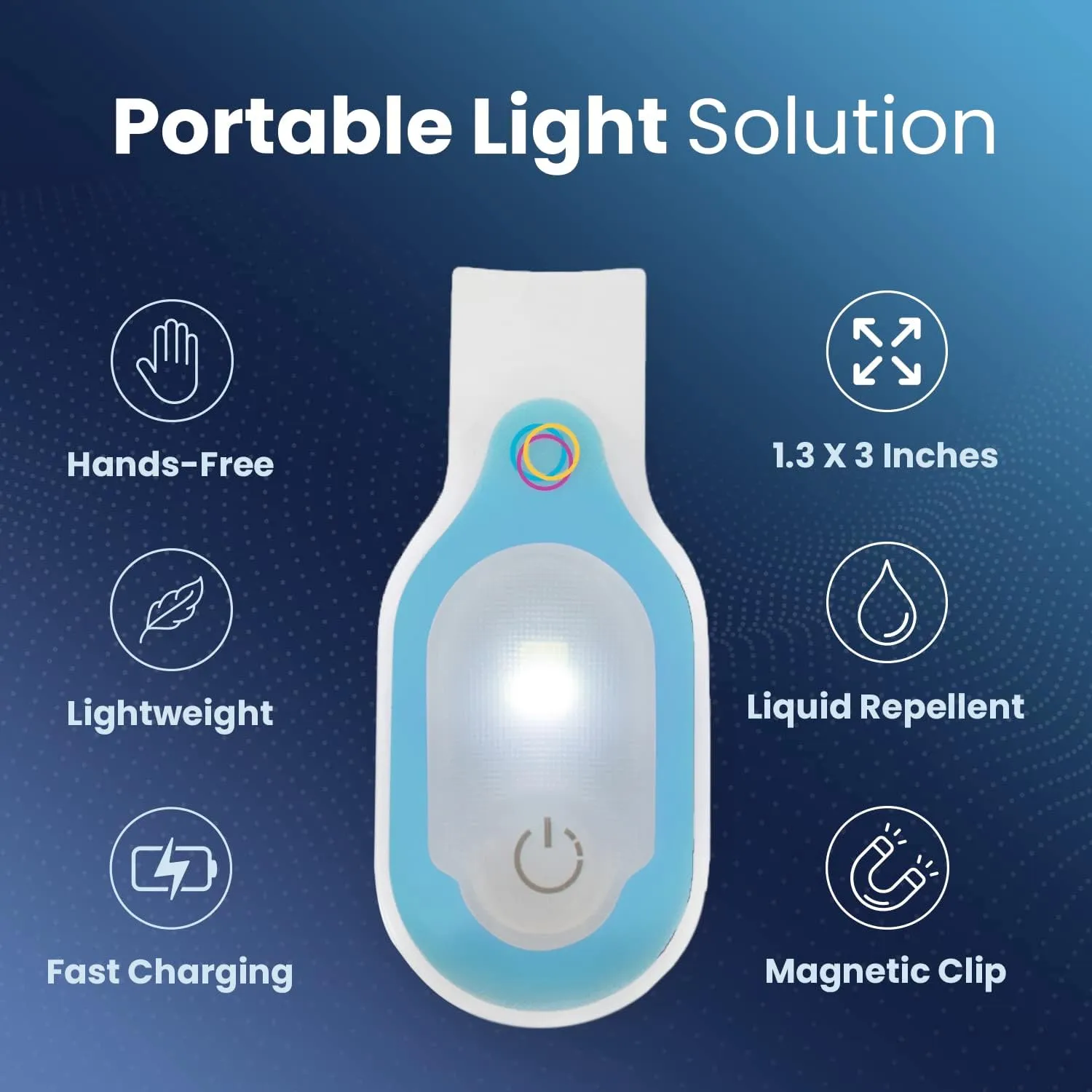 Clipglow Nurse Light Clip On Nursing Night Shift Light, Bright, Lightweight Magnetic, Portable, USB Rechargeable Flashlight for Badge, 8-10 Hours Battery, 4 Light Settings 10-25 Lumens Nurse Gift|Blue