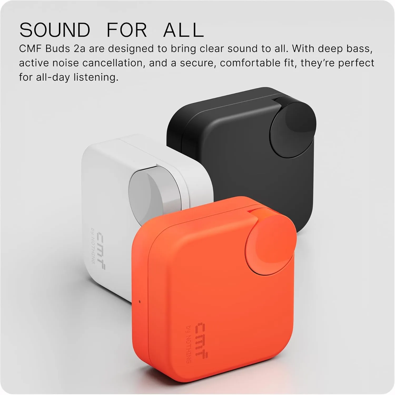 CMF Buds 2a Wireless Earbuds Active Noise Cancelling 42dB Hybrid ANC Bluetooth Headphones, 12.4mm Dynamic Driver for Big Bass, 4 Mics Clear Calls, Sport Ear Buds for iPhone, Android, Orange