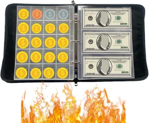 Coin Collection Book Holder Organizer - Fireproof 460 Pockets Coin Holders for Collectors Supplies Waterproof 36 Sleeves Money Storage Case Coin Album Bill Pennies Quarters Stamp