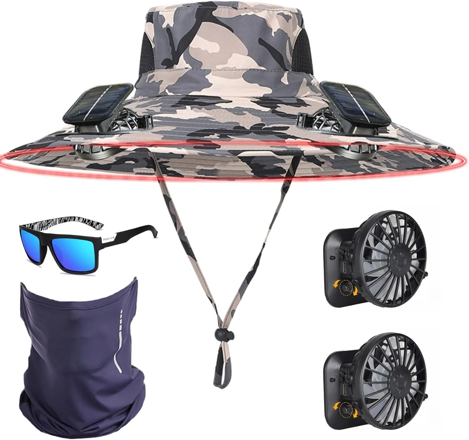COLITT - Colitt Fishing hat,Colitt - Fishing Hat with Built in Fan,Wide Brim Solar Fan Outdoor Fishing hat-Solar & USB charg