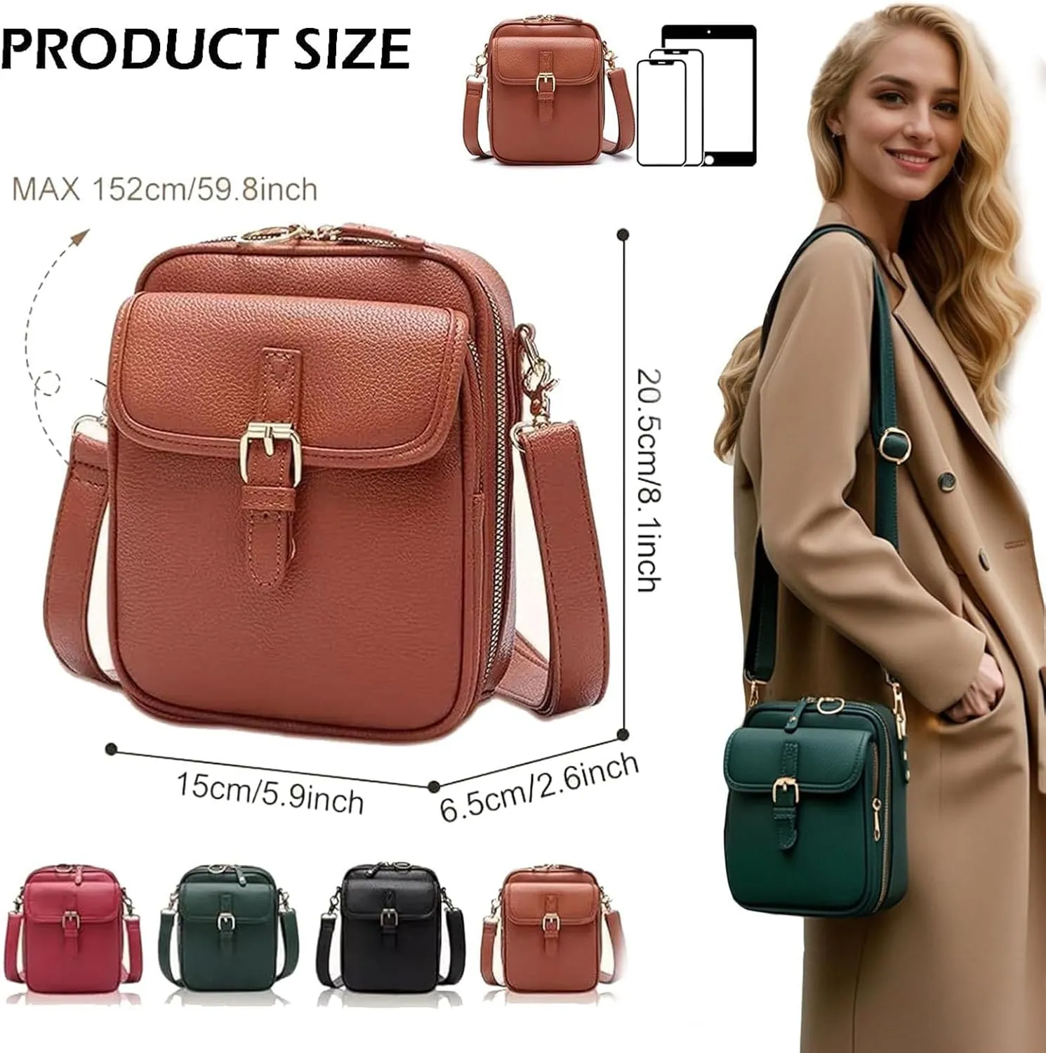Collaborate Crossbody Leather Bag, Urvashi Leather Small Purse, Collaboraten1 Vintage Shoulder Handbag with Card Slots