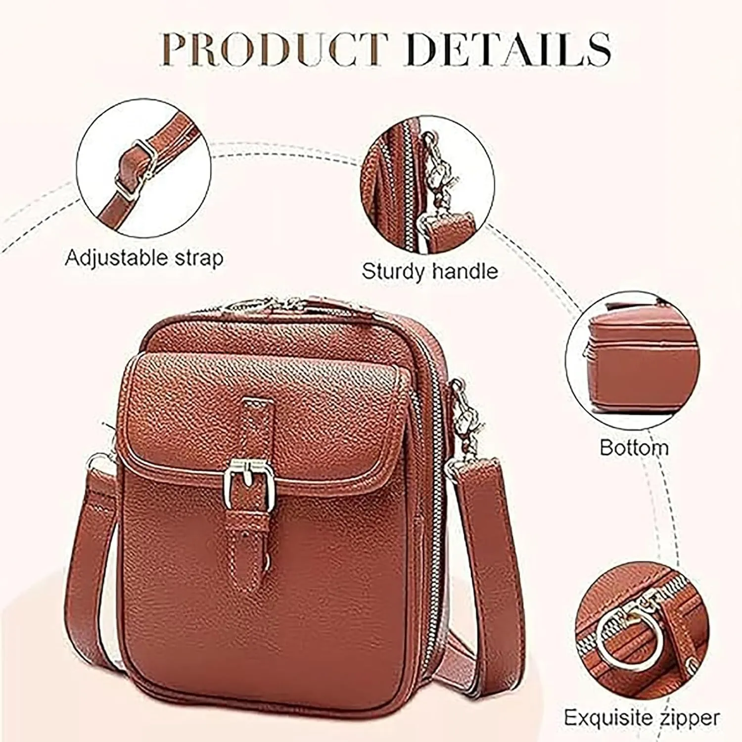 Collaborate Crossbody Leather Bag, Urvashi Leather Small Purse, Collaboraten1 Vintage Shoulder Handbag with Card Slots