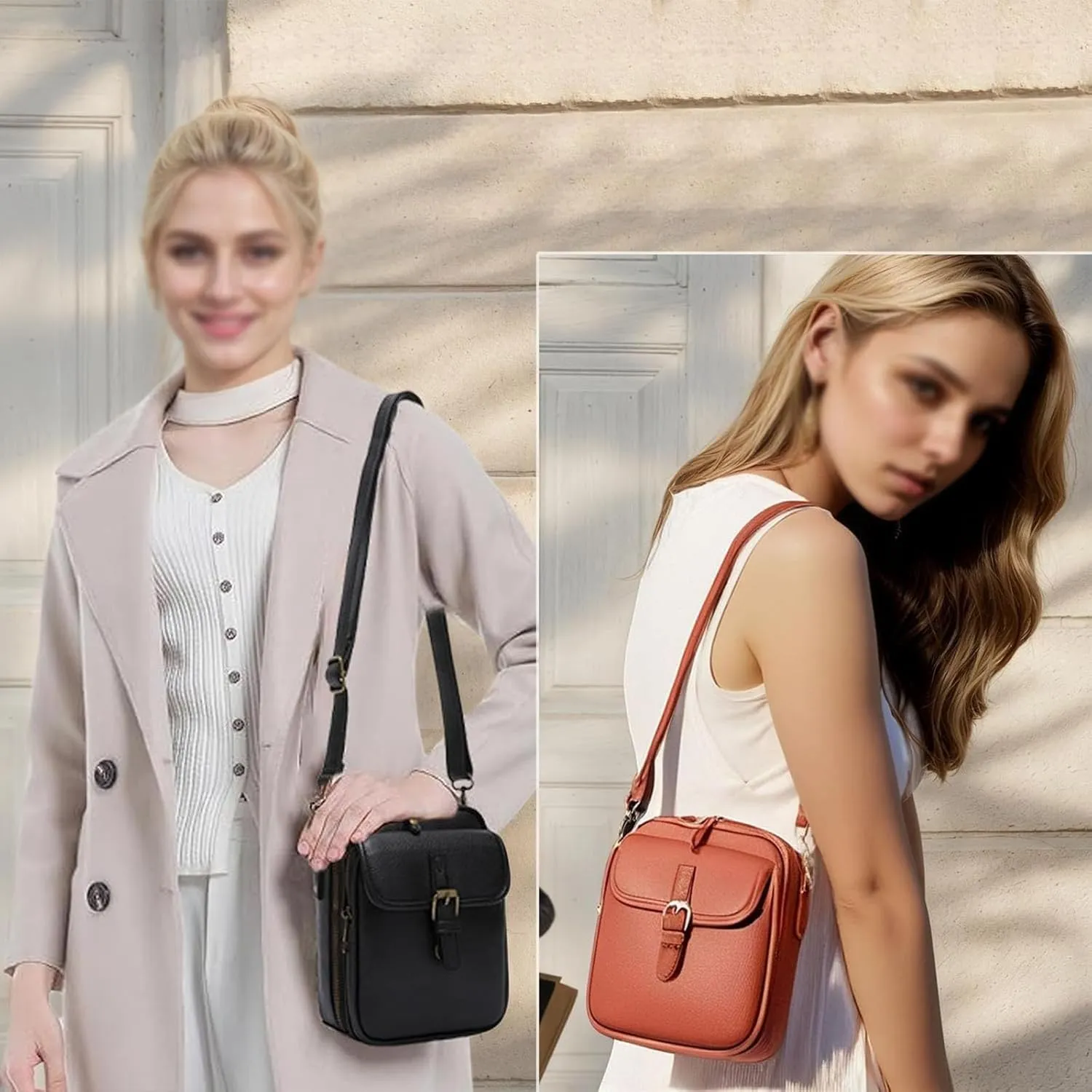 Collaborate Crossbody Leather Bag, Urvashi Leather Small Purse, Collaboraten1 Vintage Shoulder Handbag with Card Slots