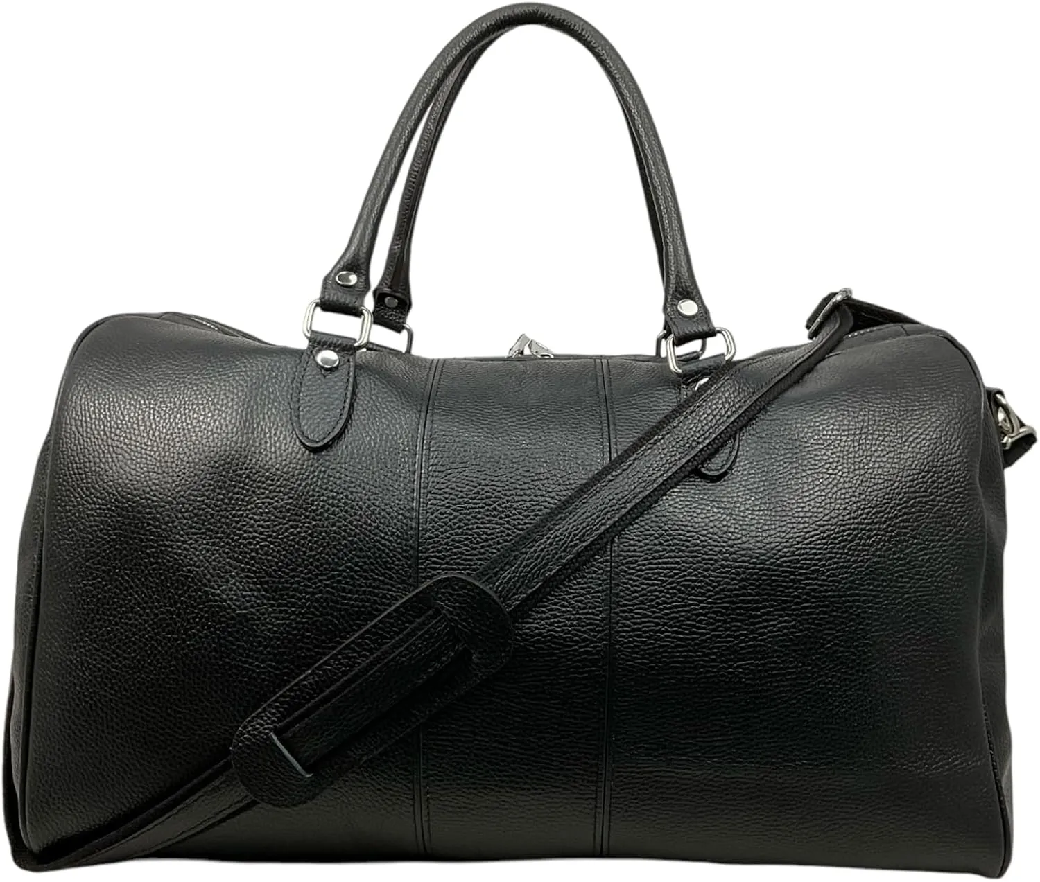 Colombo Travel Bag, Genuine Leather Made in Italy (Black)
