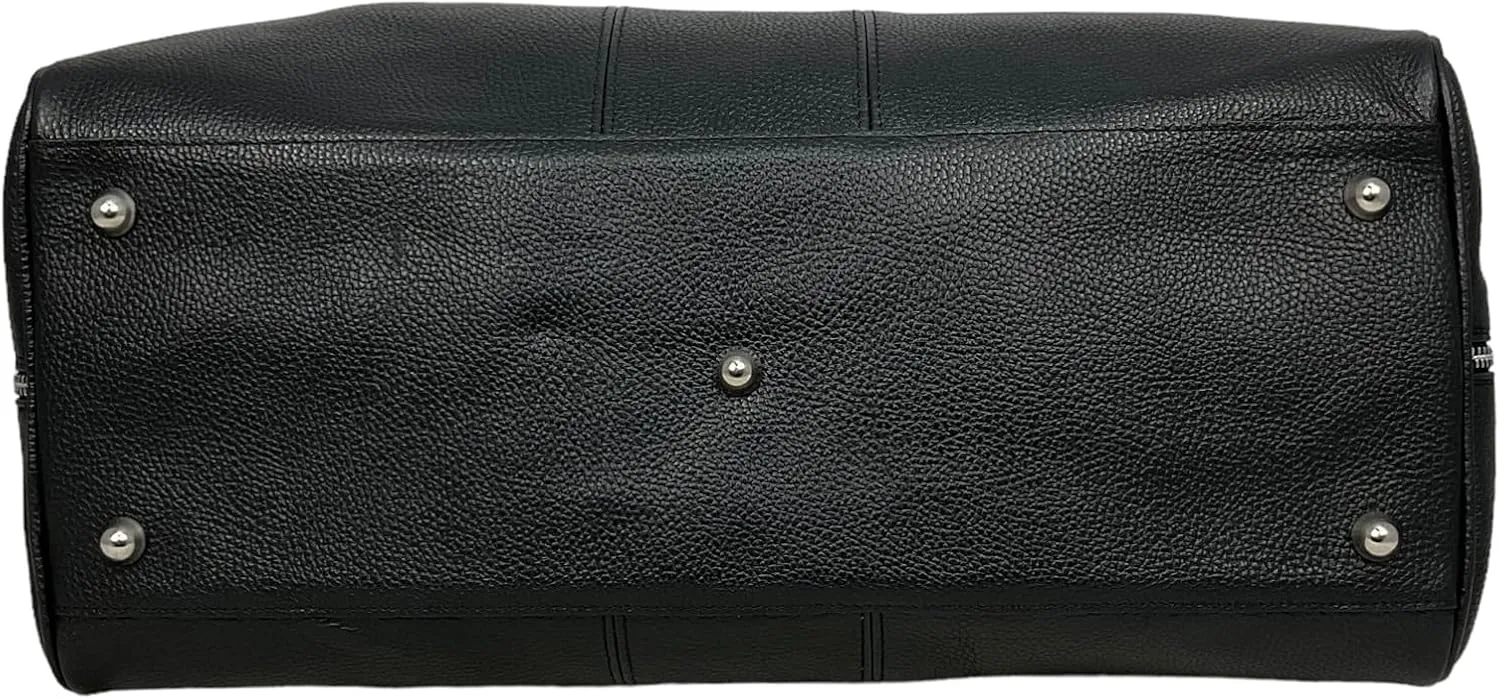 Colombo Travel Bag, Genuine Leather Made in Italy (Black)