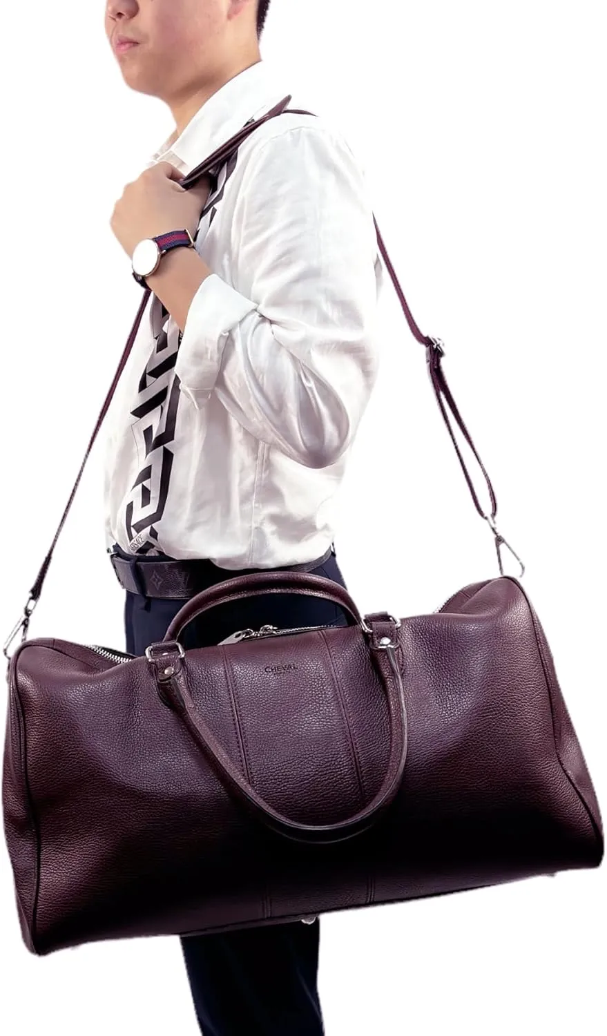 Colombo Travel Bag, Genuine Leather Made in Italy (Bordeaux)
