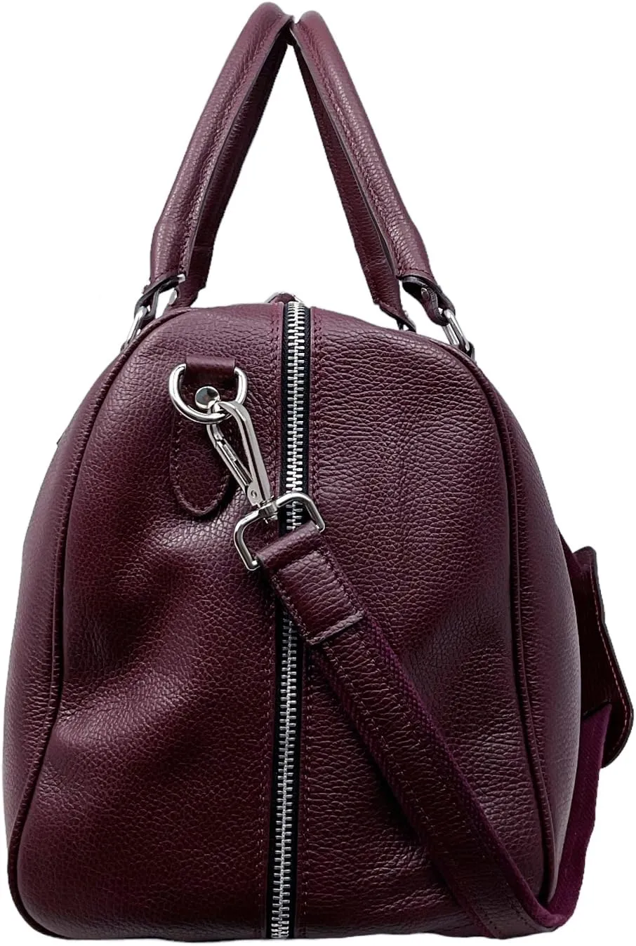 Colombo Travel Bag, Genuine Leather Made in Italy (Bordeaux)