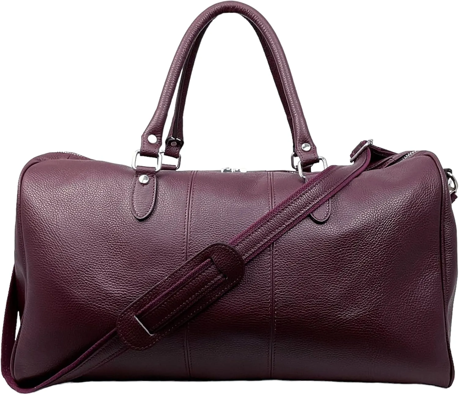 Colombo Travel Bag, Genuine Leather Made in Italy (Bordeaux)