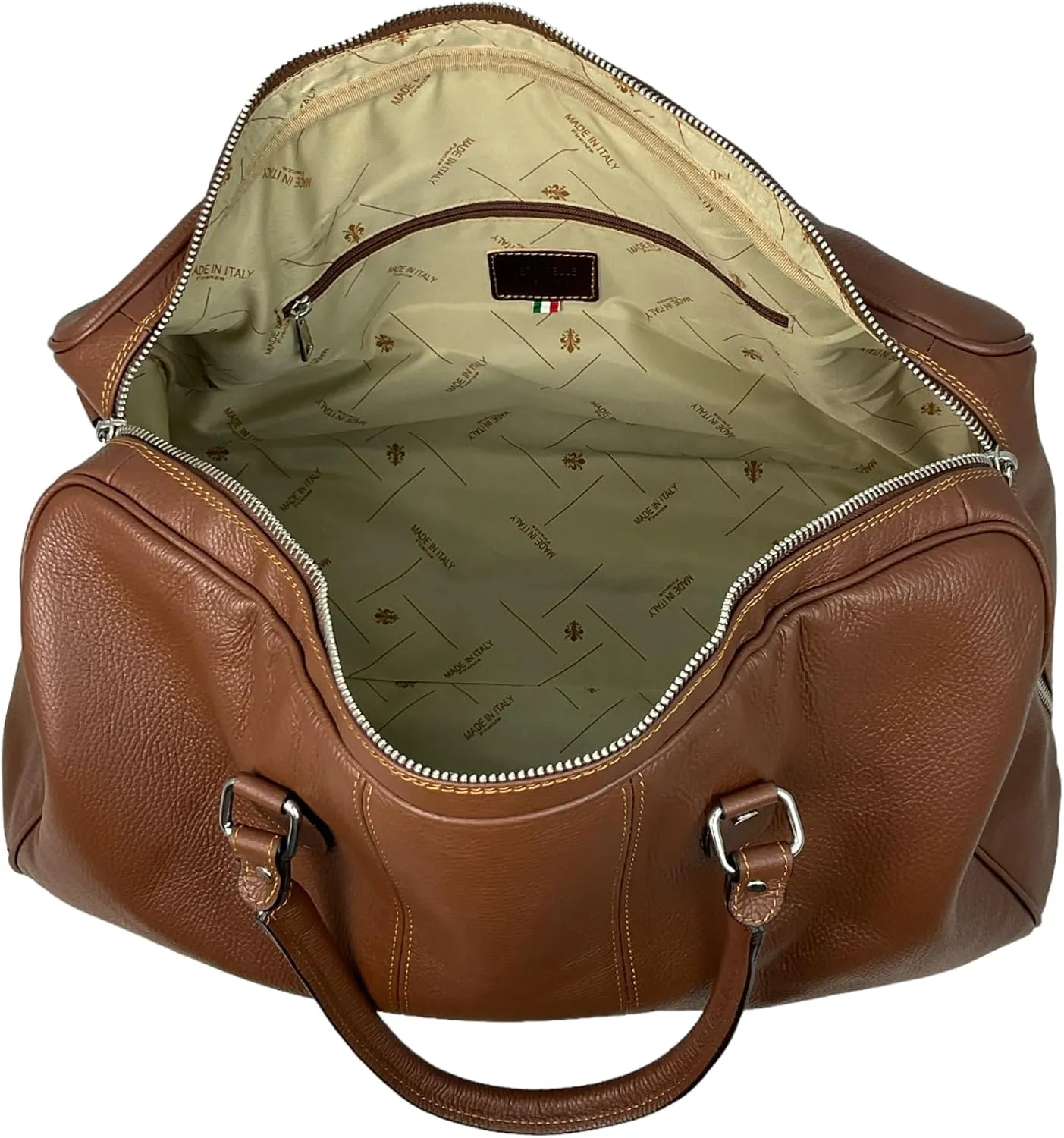 Colombo Travel Bag, Genuine Leather Made in Italy (Brown)