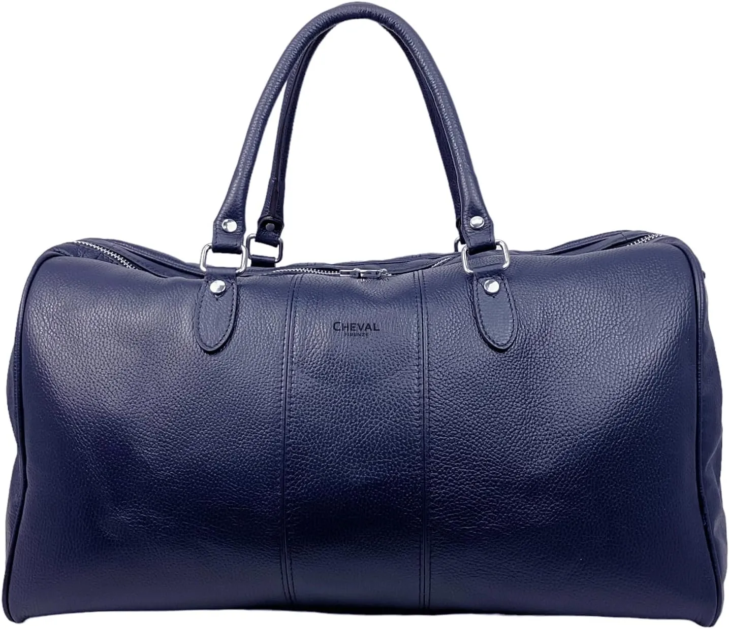 Colombo Travel Bag, Genuine Leather Made in Italy (Dark Blue)