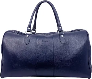 Colombo Travel Bag, Genuine Leather Made in Italy (Dark Blue)
