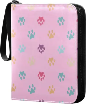 Colored Paw Card Binder 4 Pockets, 400 Pockets Trading Card Binder Removable Card Albums Card Holder for Games, Sports, Football, Baseball Cards
