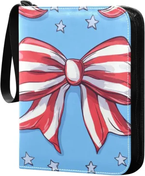 Colorful Bows Card Binder 4 Pockets, 400 Pockets Trading Card Binder Removable Card Albums Card Holder for Games, Sports, Football, Baseball Cards
