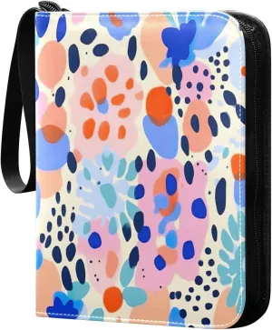 Colorful Leopard Print Card Binder with 50 Removable Page Sleeves PU Leather Collectible Trading Card Albums Book with Zipper for Games Card,Baseball Cards