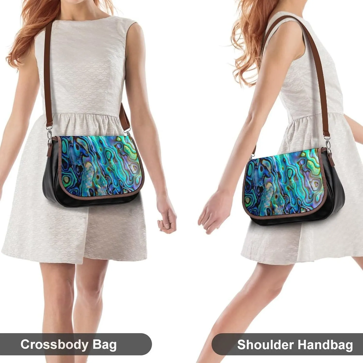 Colorful Moroccan Tile Leather Shoulder Bag with Detachable Shoulder Strap Versatile for Daily Use