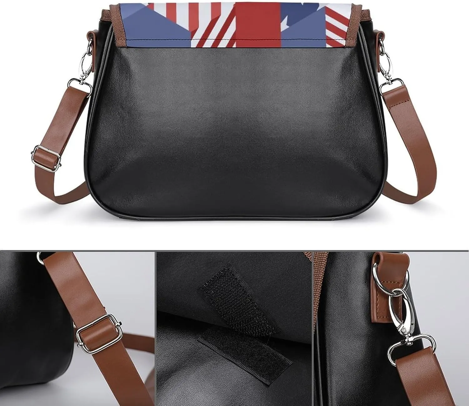 Colorful Moroccan Tile Leather Shoulder Bag with Detachable Shoulder Strap Versatile for Daily Use