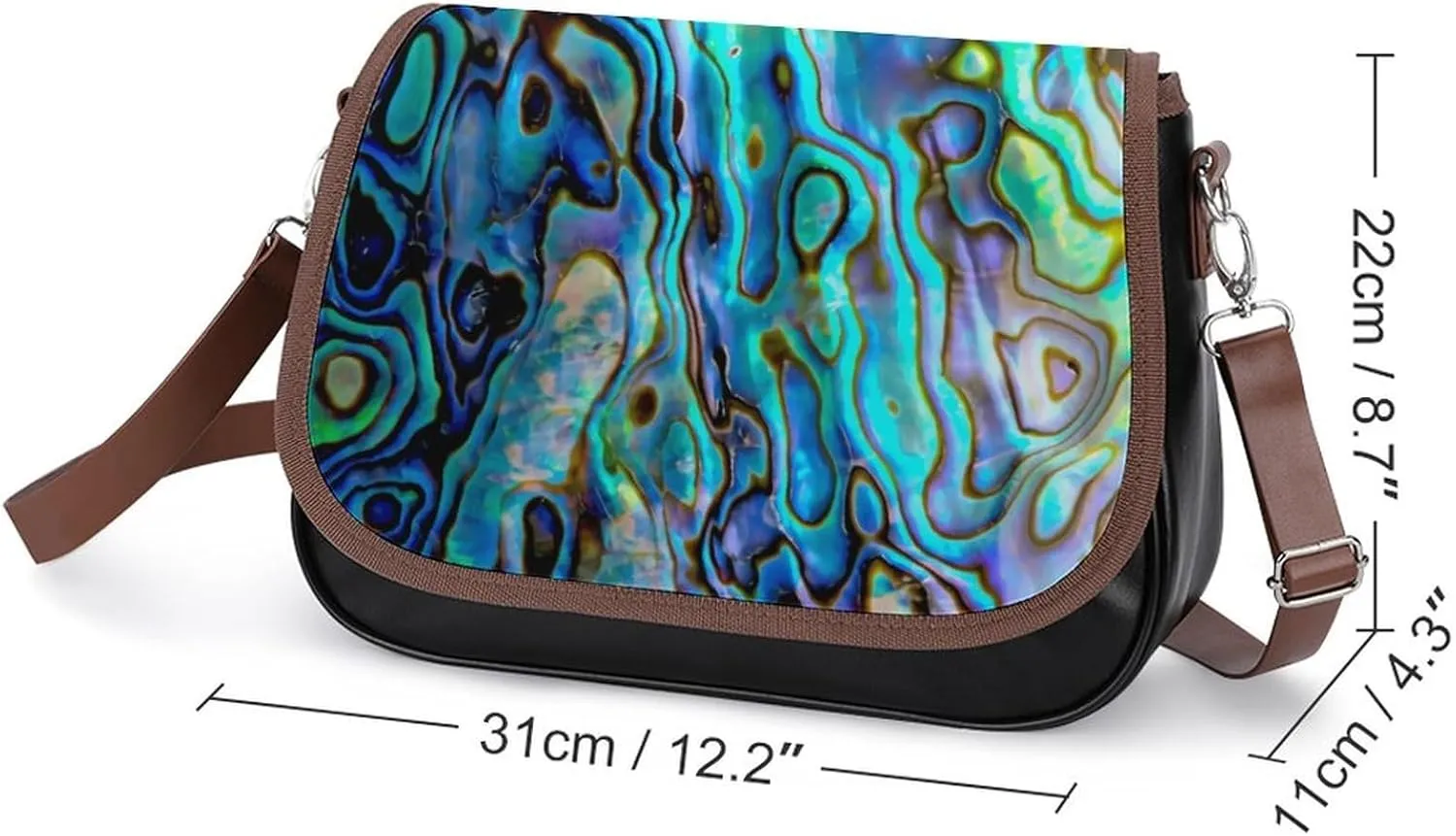 Colorful Moroccan Tile Leather Shoulder Bag with Detachable Shoulder Strap Versatile for Daily Use