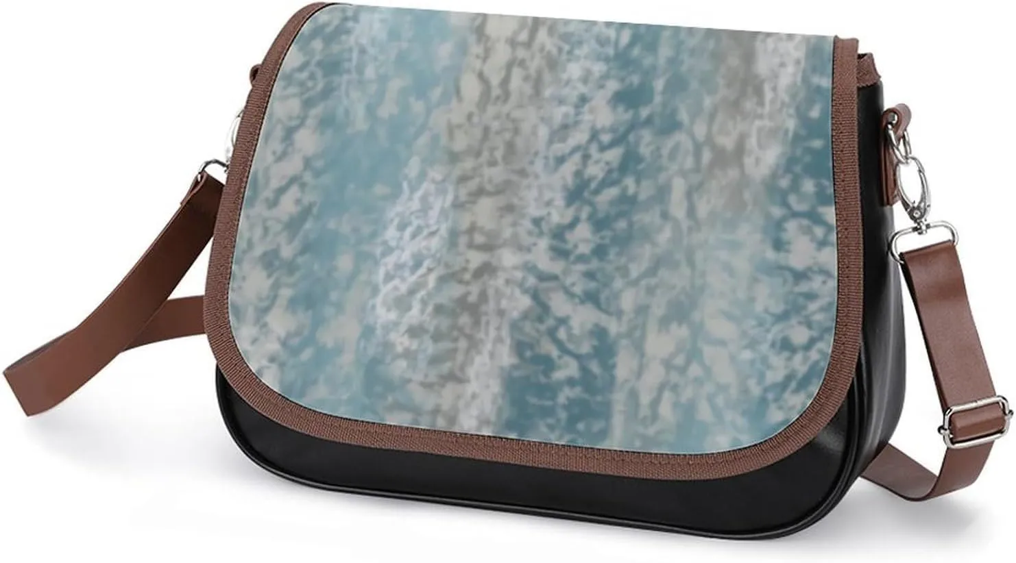 Colorful Moroccan Tile Leather Shoulder Bag with Detachable Shoulder Strap Versatile for Daily Use