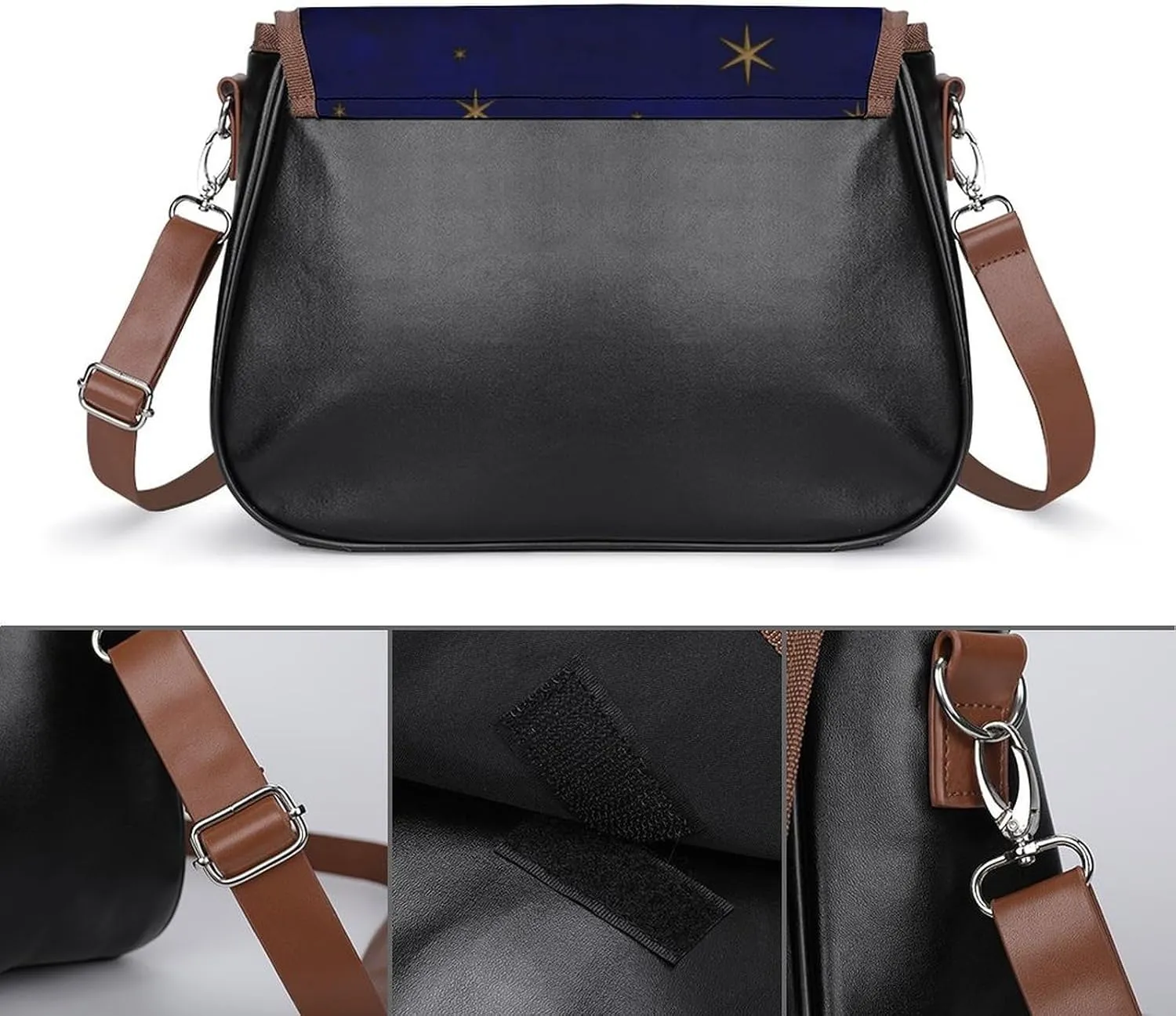 Colorful Moroccan Tile Leather Shoulder Bag with Detachable Shoulder Strap Versatile for Daily Use