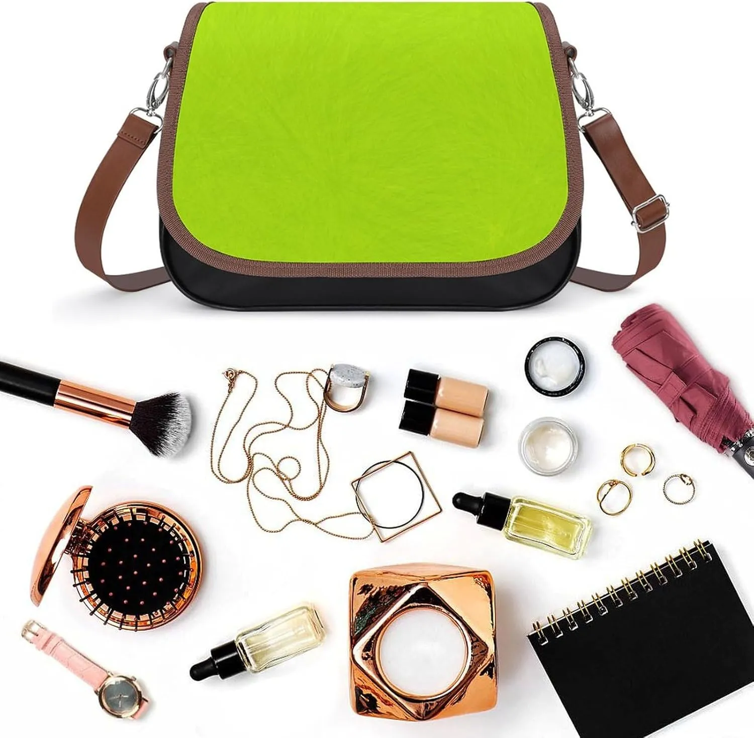 Colorful Moroccan Tile Leather Shoulder Bag with Detachable Shoulder Strap Versatile for Daily Use