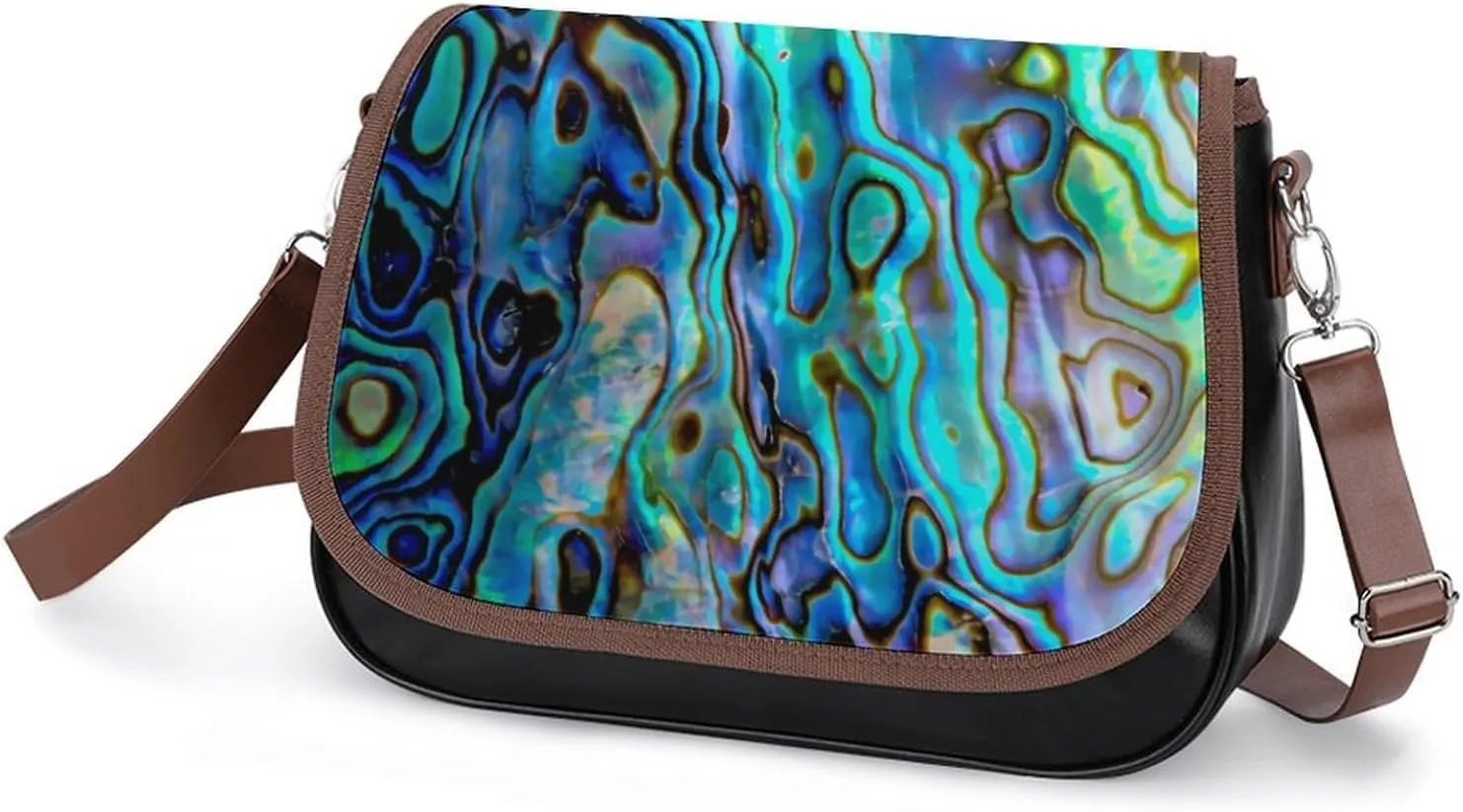 Colorful Moroccan Tile Leather Shoulder Bag with Detachable Shoulder Strap Versatile for Daily Use