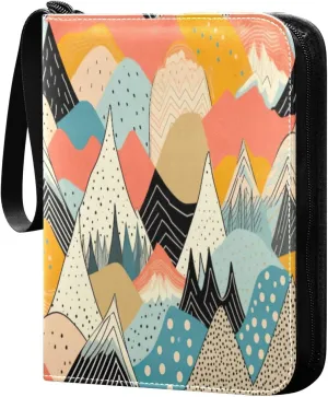 Colorful Mountains Card Binder with 50 Removable Page Sleeves PU Leather Collectible Trading Card Albums Book with Zipper for Games Card,Baseball Cards