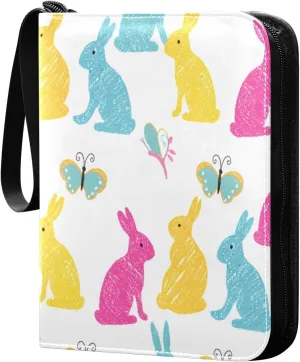 Colorful Rabbits Card Binder 4 Pockets, 400 Pockets Trading Card Binder Removable Card Albums Card Holder for Games, Sports, Football, Baseball Cards