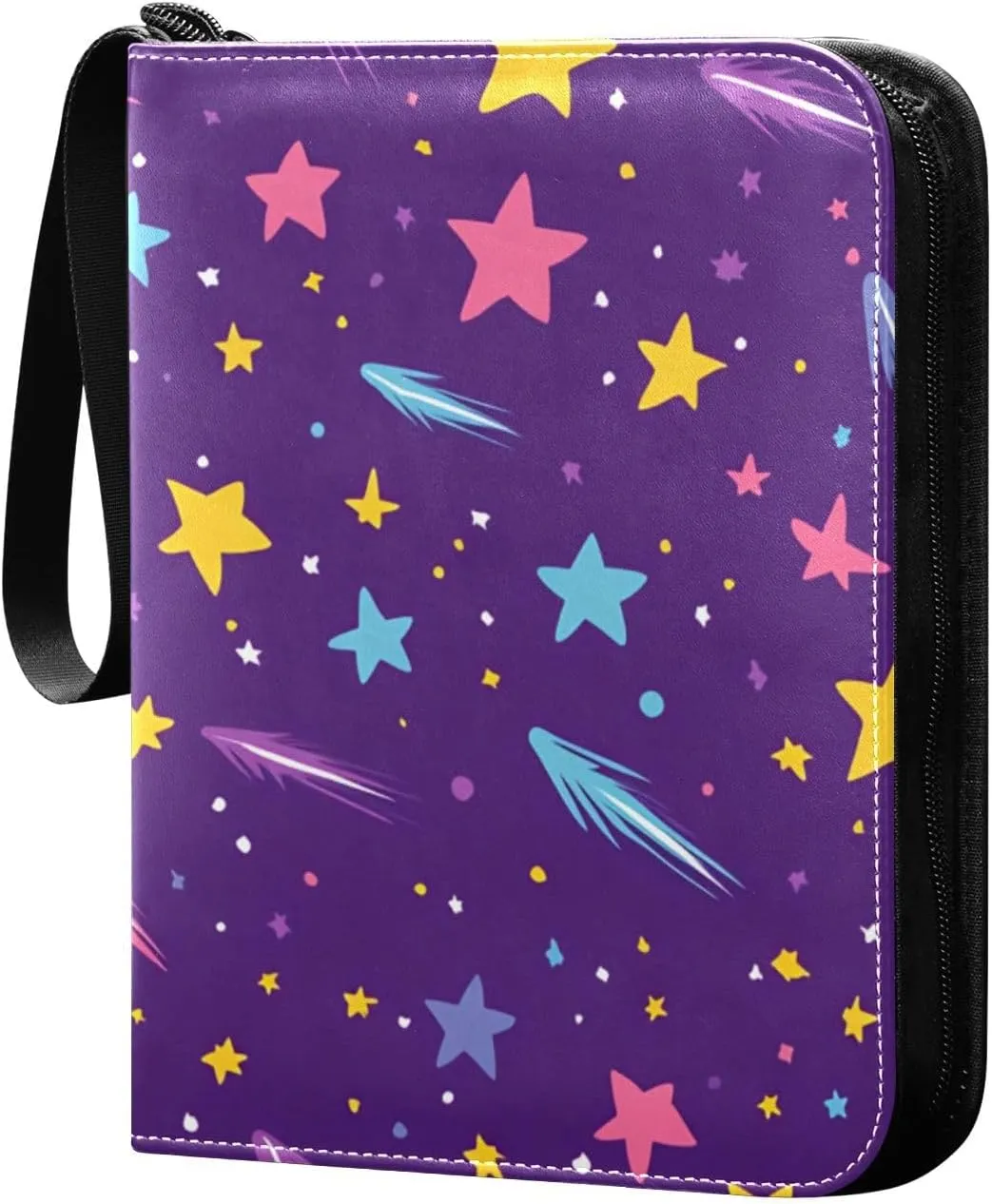 Colorful Stars Card Binder 4 Pockets, 400 Pockets Trading Card Binder Removable Card Albums Card Holder for Games, Sports, Football, Baseball Cards