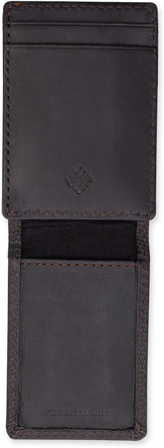 Columbia Men's Leather Front Pocket Wallet Card Holder for Travel