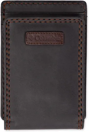Columbia Men's Leather Front Pocket Wallet Card Holder for Travel
