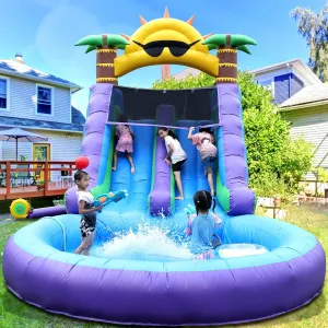 Commercial Water Slide for Adults Kids(Double Slides&Big Splash Water Pool),Heavy Duty PVC Inflatable Adult Water Slide with Blower Great for Outdoor Summer Fun, Backyard Party,26x12x14ft