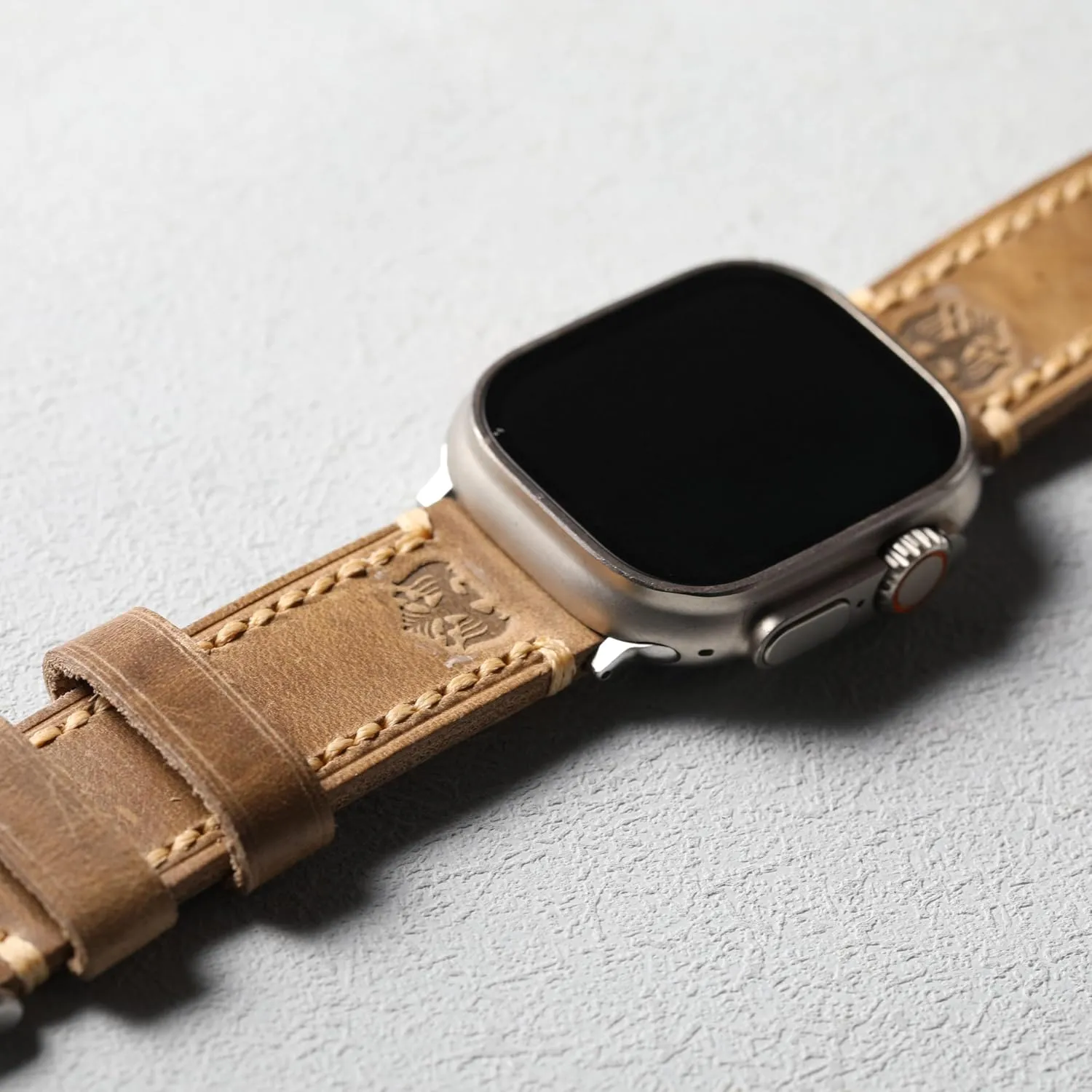 Compatible with Apple Watch Ultra 2/1 Band 49mm 46mm 45mm 44mm 42mm Men Women, Vintage Leather Bands iwatch Ultra Series 10/9/8/SE/7/6/5/4/3 with Stainless Steel Adapters