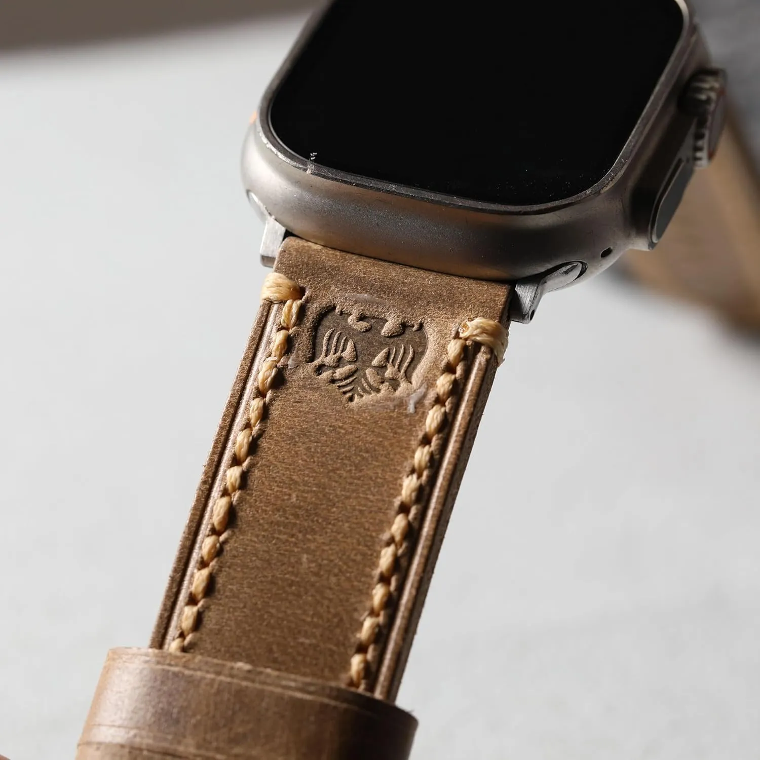 Compatible with Apple Watch Ultra 2/1 Band 49mm 46mm 45mm 44mm 42mm Men Women, Vintage Leather Bands iwatch Ultra Series 10/9/8/SE/7/6/5/4/3 with Stainless Steel Adapters