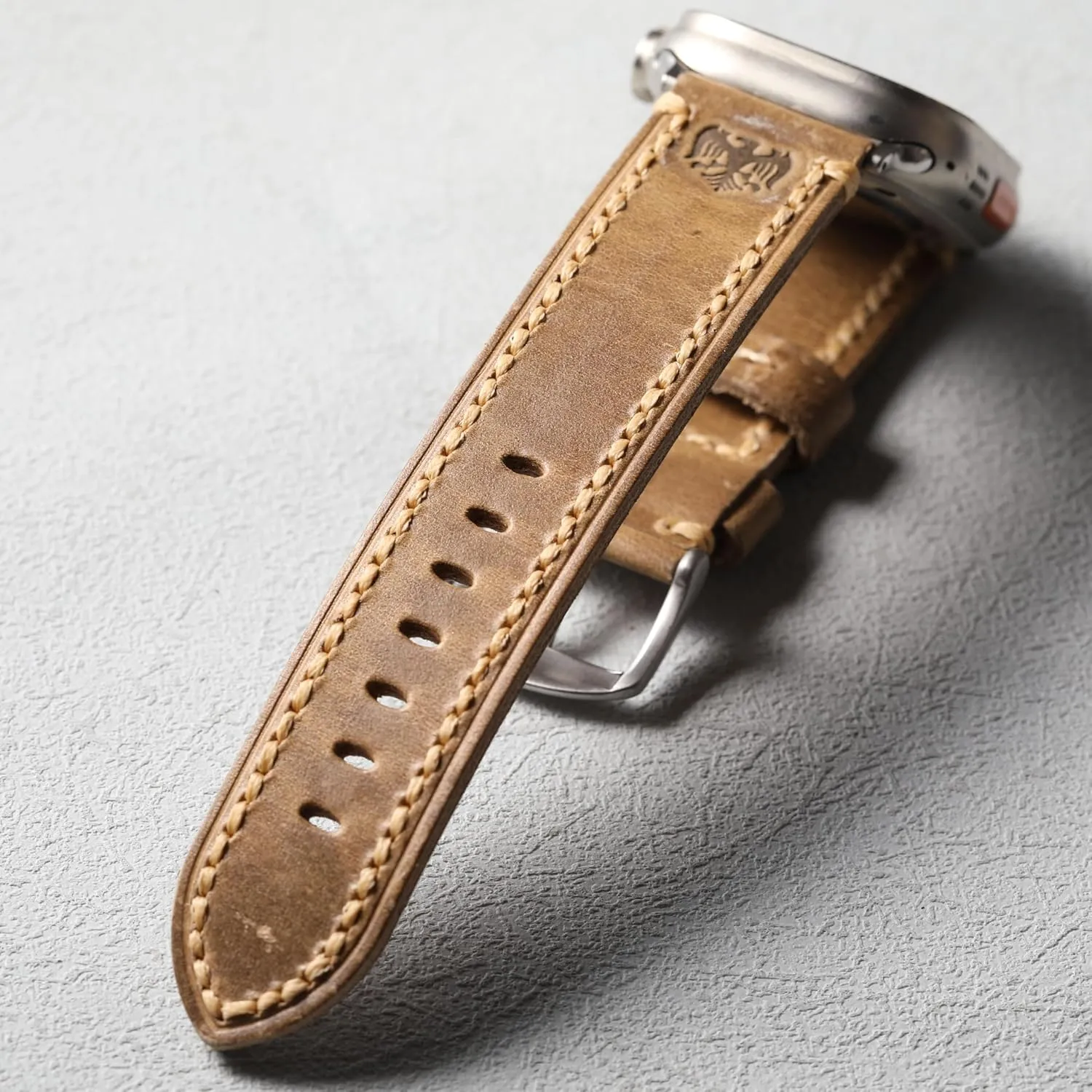 Compatible with Apple Watch Ultra 2/1 Band 49mm 46mm 45mm 44mm 42mm Men Women, Vintage Leather Bands iwatch Ultra Series 10/9/8/SE/7/6/5/4/3 with Stainless Steel Adapters