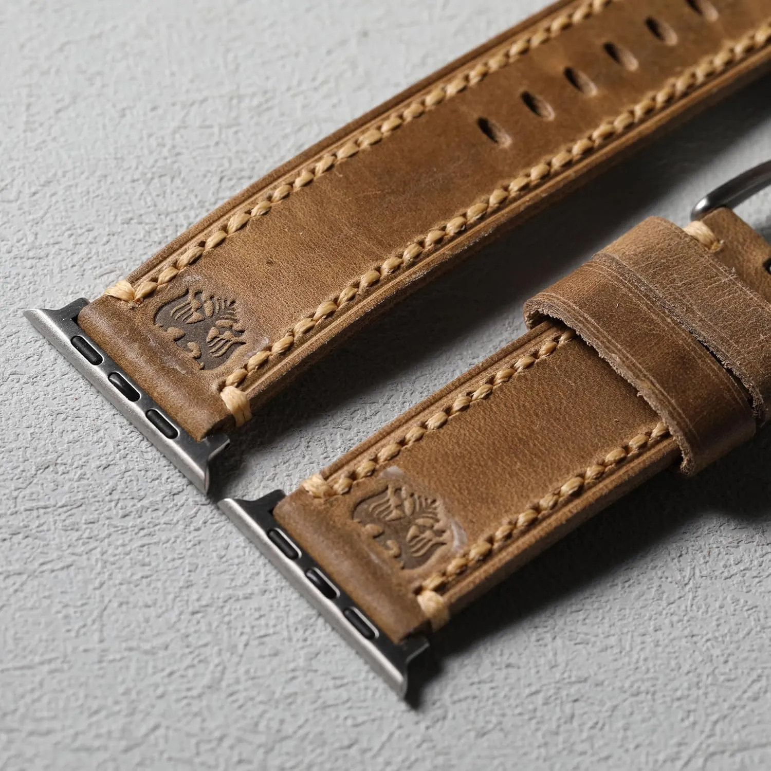 Compatible with Apple Watch Ultra 2/1 Band 49mm 46mm 45mm 44mm 42mm Men Women, Vintage Leather Bands iwatch Ultra Series 10/9/8/SE/7/6/5/4/3 with Stainless Steel Adapters