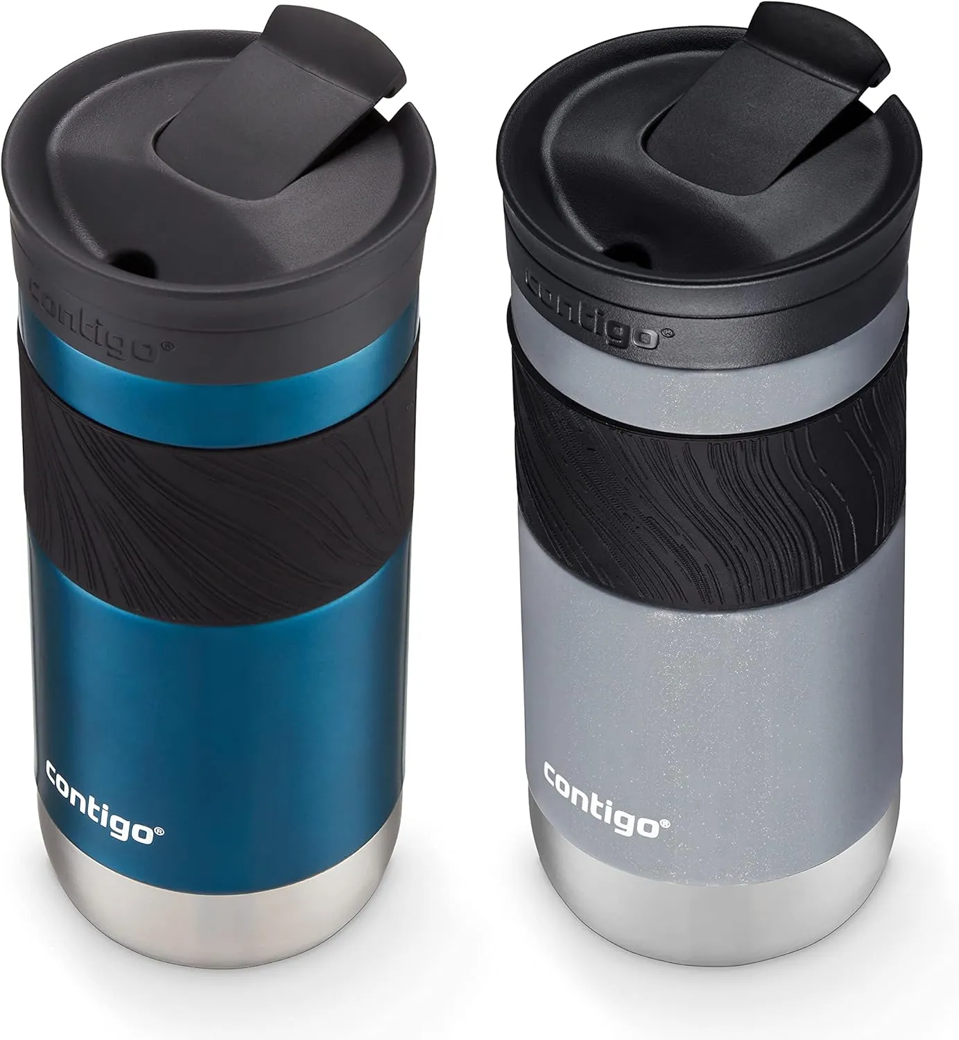 Contigo® SNAPSEAL™ Insulated Stainless Steel Travel Mug with Grip, 16oz., Blueberry Transparent Satin & Gold Morel