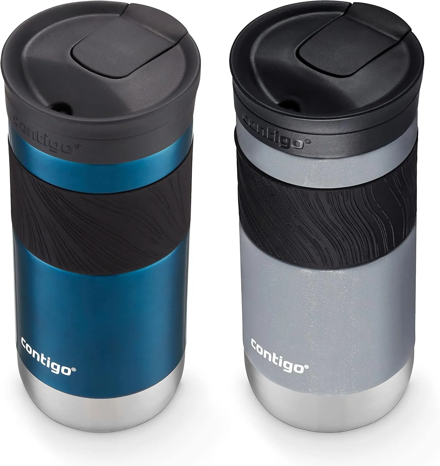 Contigo® SNAPSEAL™ Insulated Stainless Steel Travel Mug with Grip, 16oz., Blueberry Transparent Satin & Gold Morel