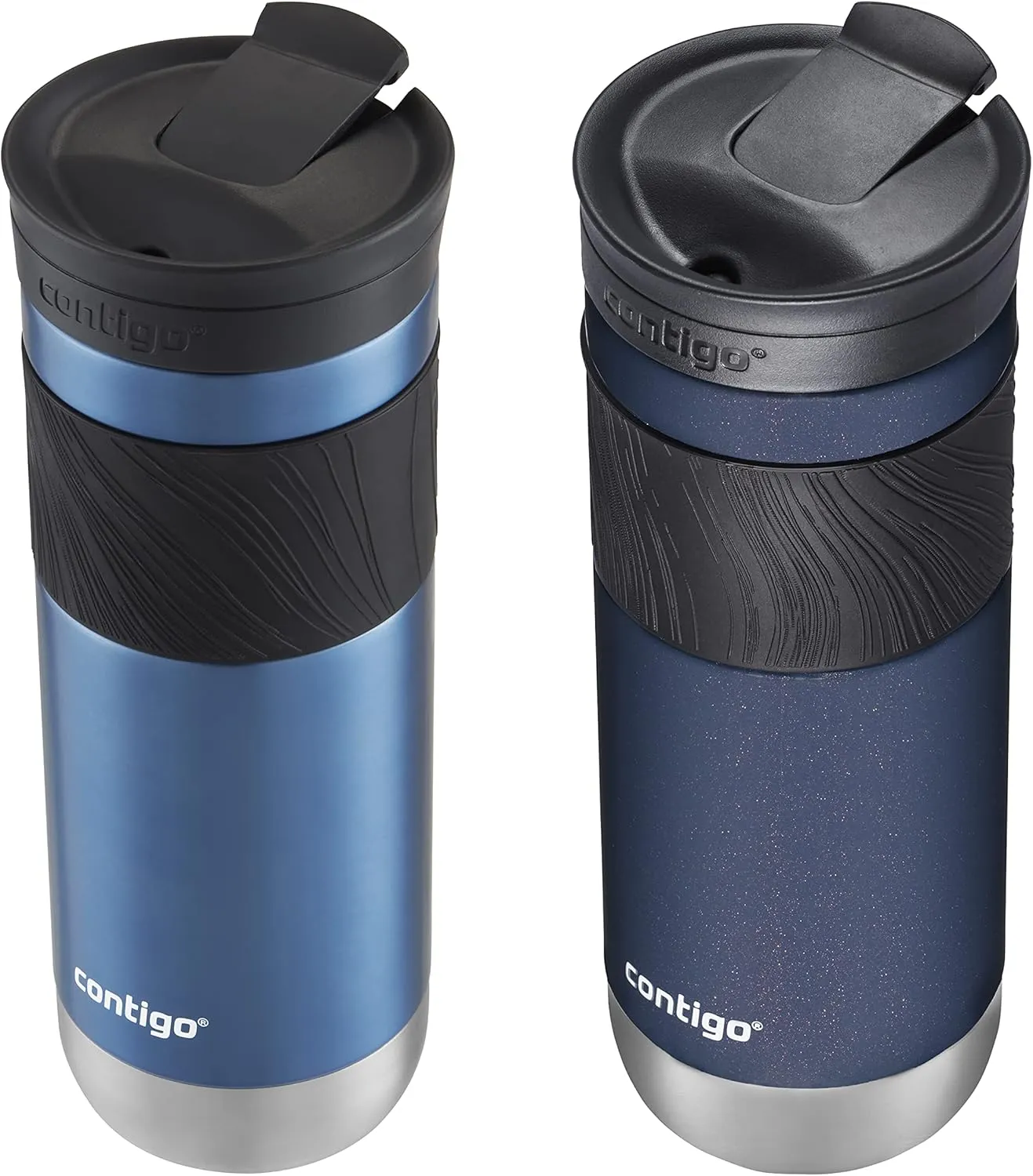 Contigo SNAPSEAL Insulated Stainless Steel Travel Mug with Grip, 20oz., Blue Corn Transparent Satin & Midnight Berry
